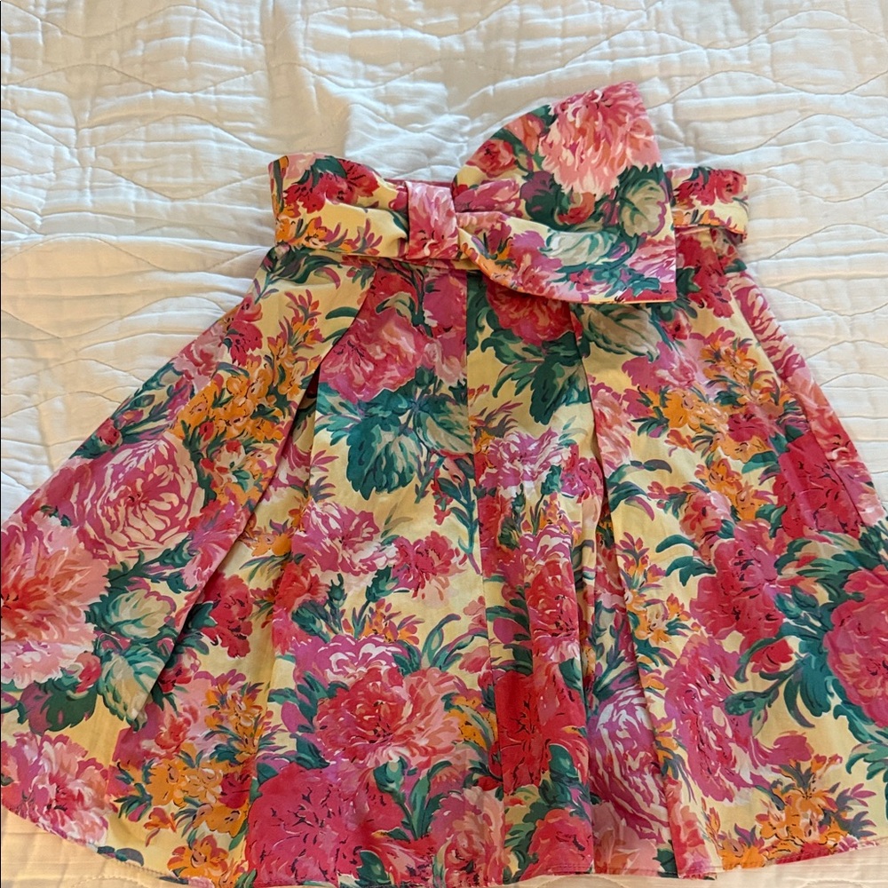 Zara Floral Mini Skirt in Pink, Green, Yellow